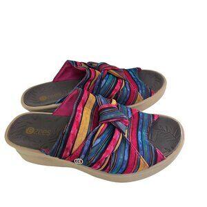 BZEES Smile Wedge Sandal Rasberry Stripe Size 7M